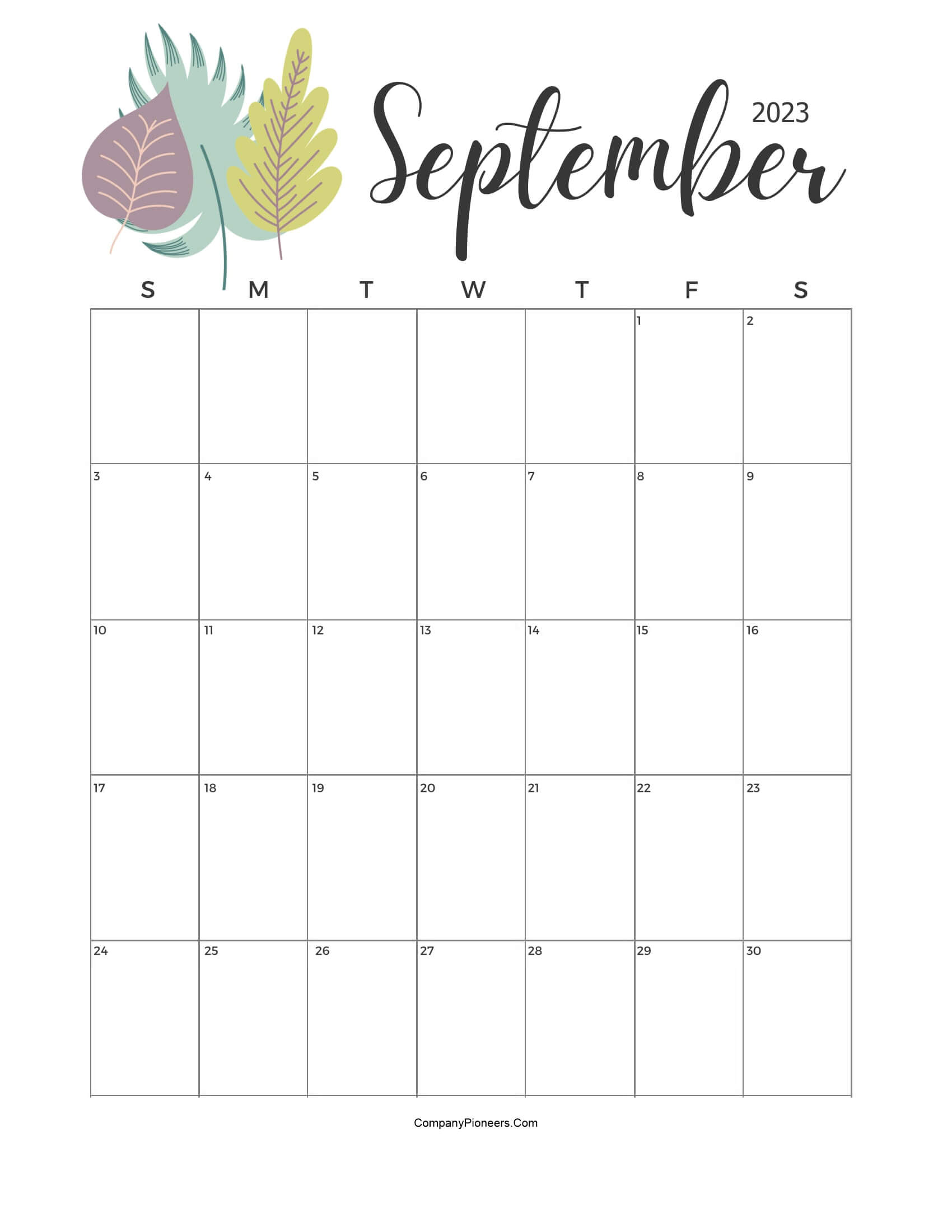 Calendar September 2023 Cute