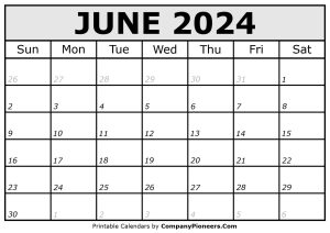 Printable June 2024 Calendar Italic Font