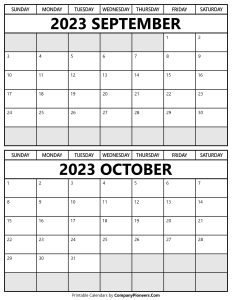 Printable September October 2023 Calendar
