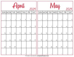 April May 2024 Calendar