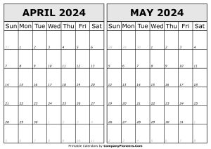 April and May Calendar 2024