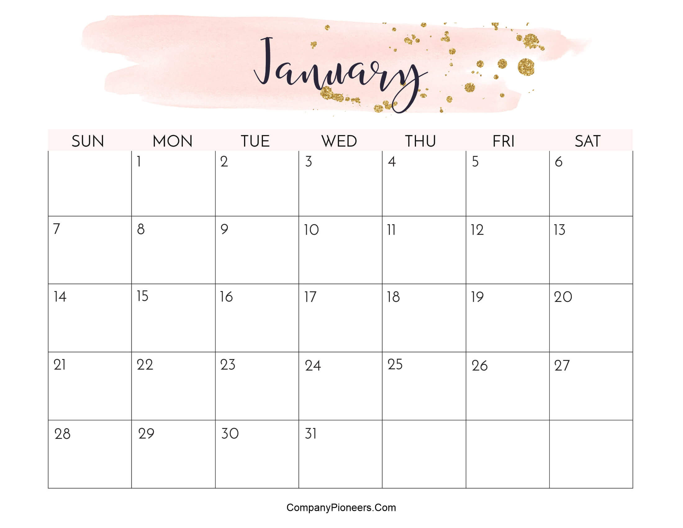 Cute January 2024 Calendar Printable