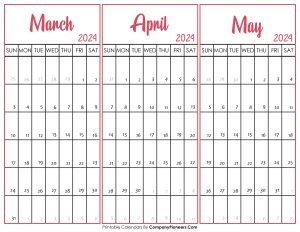 March April May 2024 Calendar