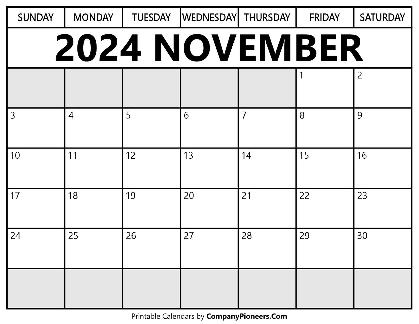 November 2024 Calendar Segoe UI Font