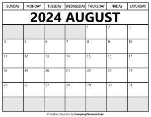 August 2024 Calendar Segoe UI Font