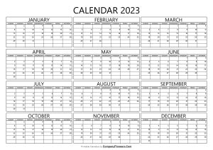 2023 Calendar Template Blank