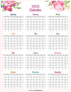 2025 Calendar Floral