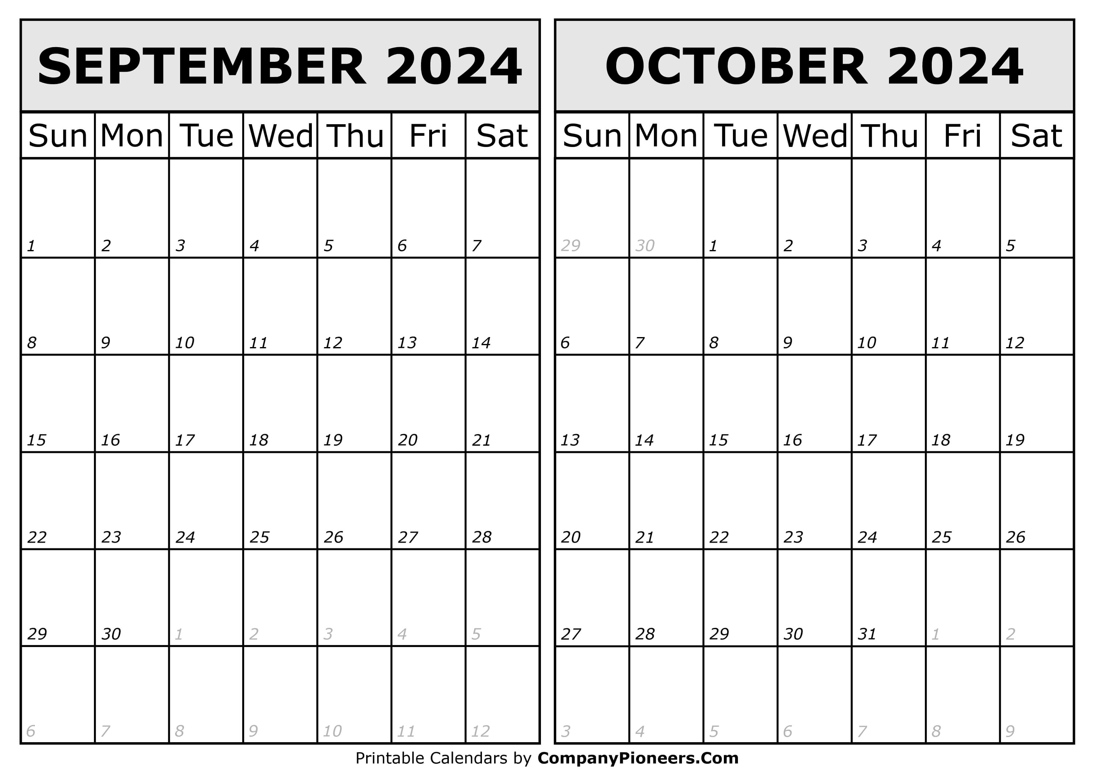 Calendar 2024 September October