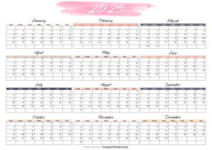 Cute 2025 Calendar Printable Water Color