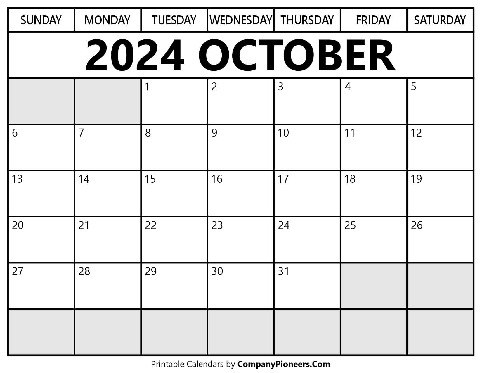 October 2024 Calendar Segoe UI Font