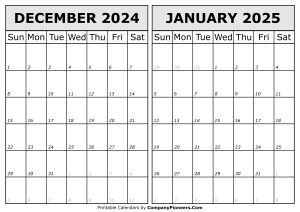 Calendar 2024 December 2025 January