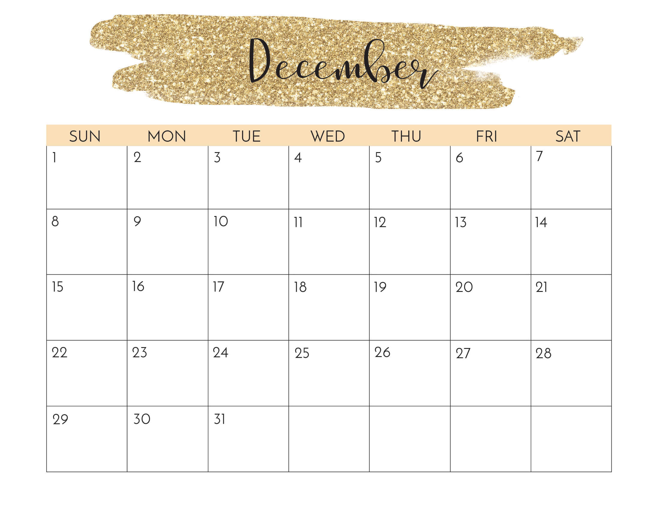 Cute December 2024 Calendar Printable Water Color