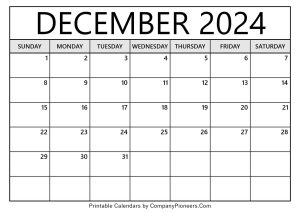 December 2024 Calendar Template Blank