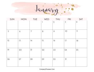 Cute January 2025 Calendar Printable Water Color