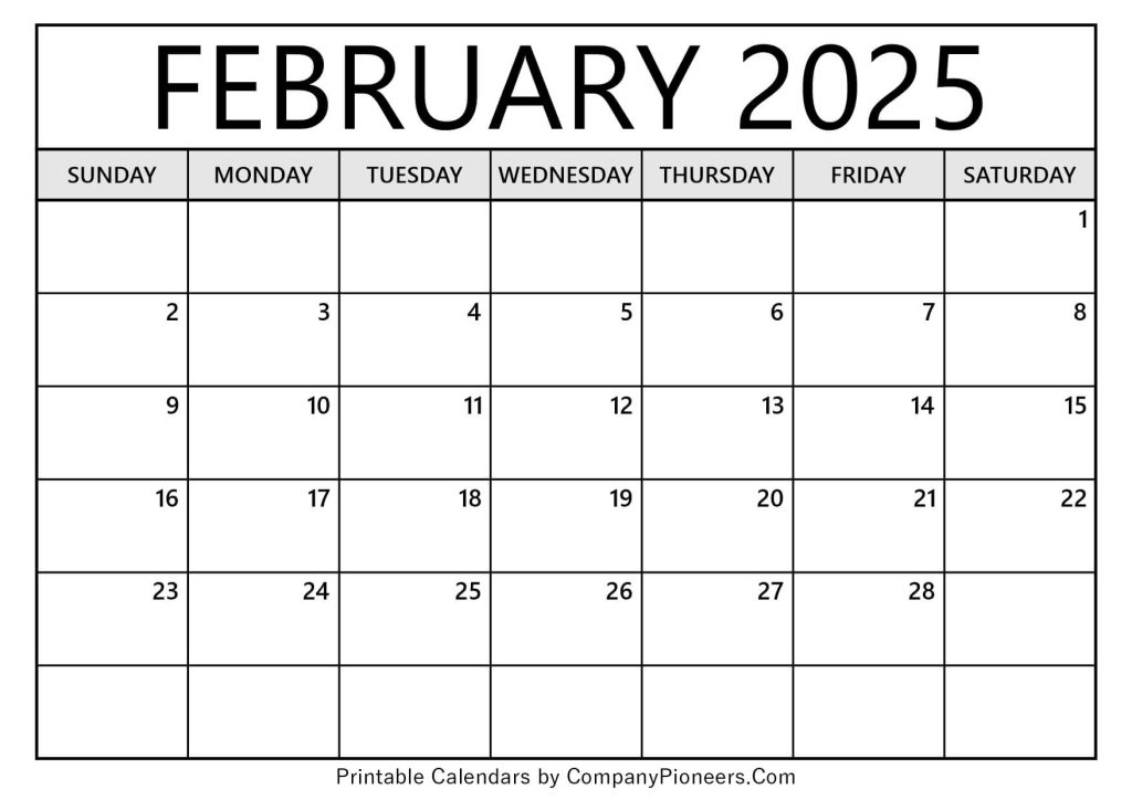 Free Floral February 2025 Calendar Printable