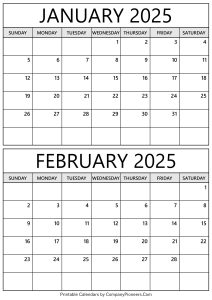 January February 2025 Calendar