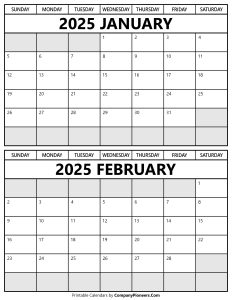 Printable January February 2025 Calendar