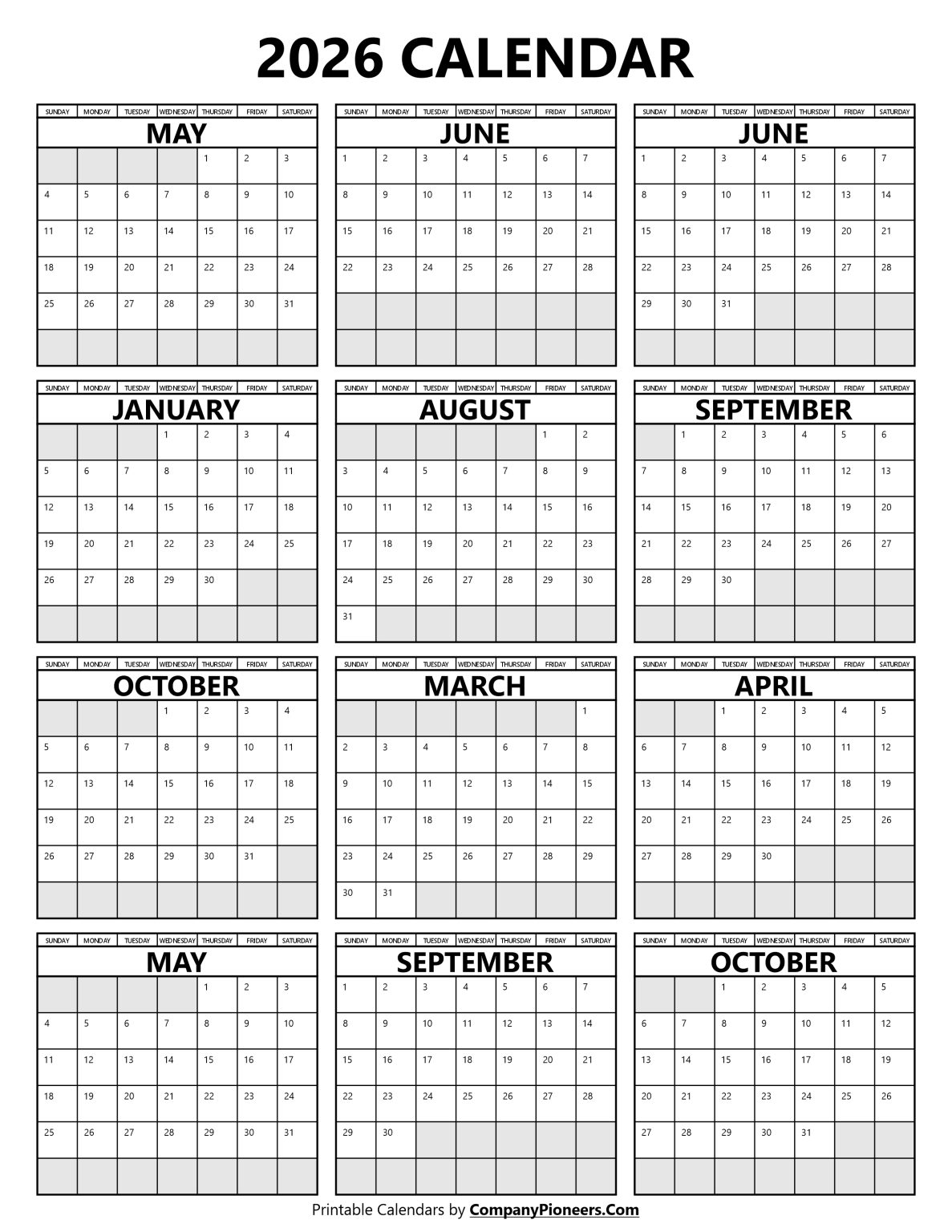 2026 Yearly Calendar Time Saver Solutions