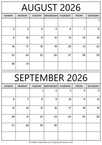 August September 2026 Calendar