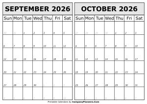 Calendar 2026 September October