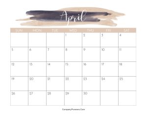 Cute April 2026 Calendar Printable Water Color