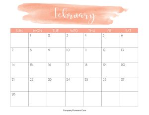 Cute February 2027 Calendar Printable Water Color