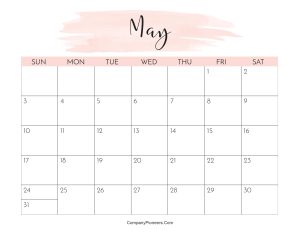 Cute May 2026 Calendar Printable Water Color