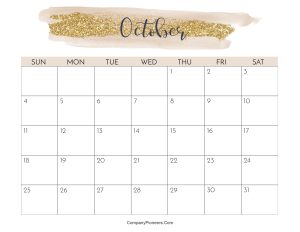 Cute October 2026 Calendar Printable Water Color