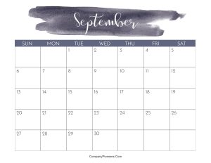 Cute September 2026 Calendar Printable Water Color