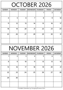 October November 2026 Calendar
